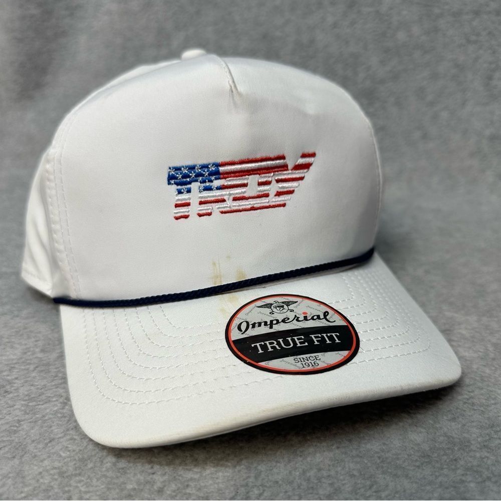 Imperial Golf Hat Mens OSFA White Patriotic American True Fit Rope Brim SPOTS
